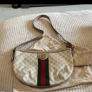 Gucci Beige and Green Shoulder Bag